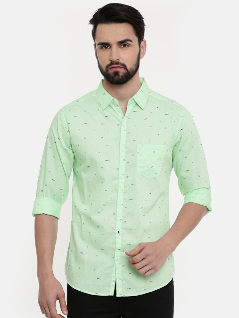 

SPYKAR Men Green Slim Fit Printed Casual Shirt