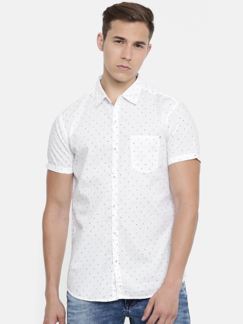 

SPYKAR Men White Regular Fit Printed Casual Shirt