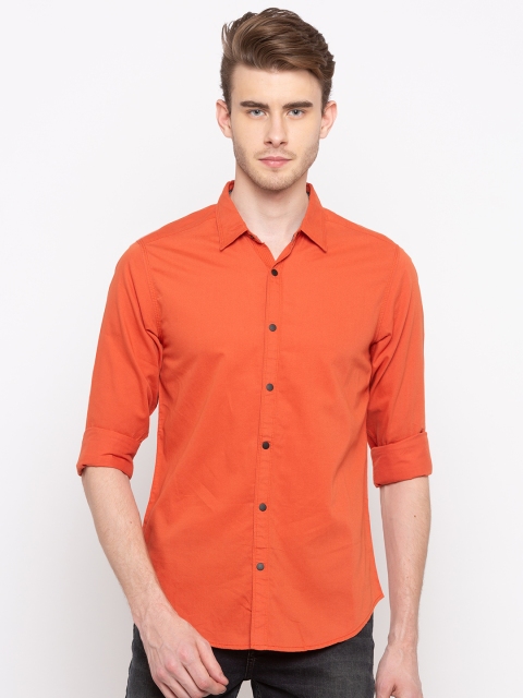 

SPYKAR Men Rust Brown Slim Fit Solid Casual Shirt