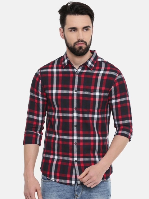

SPYKAR Men Red & Black Slim Fit Checked Casual Shirt