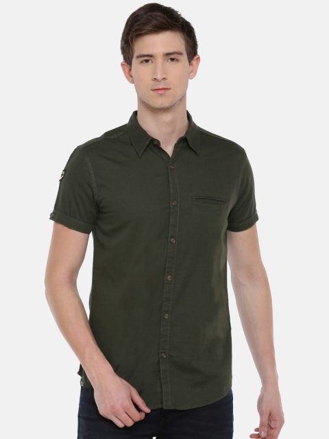 

SPYKAR Men Olive Green Slim Fit Solid Casual Shirt