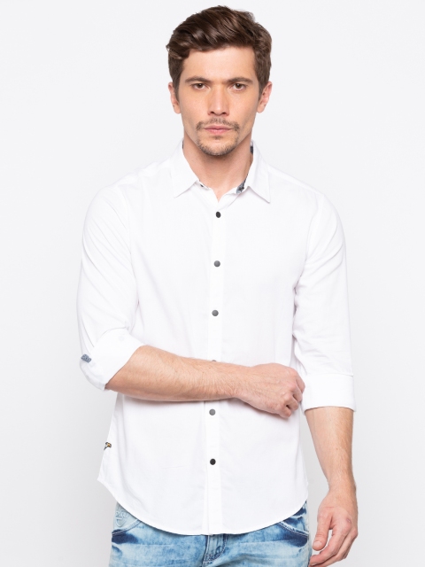 

SPYKAR Men White Slim Fit Solid Casual Shirt
