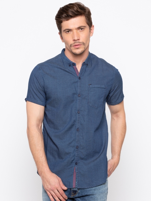 

SPYKAR Men Navy Blue Slim Fit Solid Casual Shirt