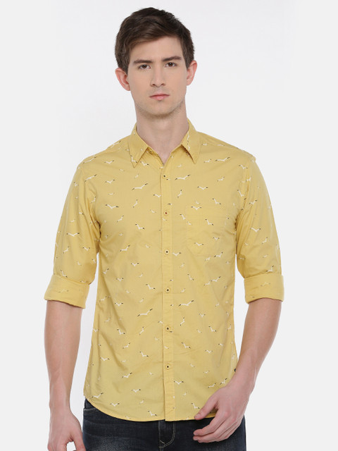

SPYKAR Men Mustard Yellow Slim Fit Printed Casual Shirt