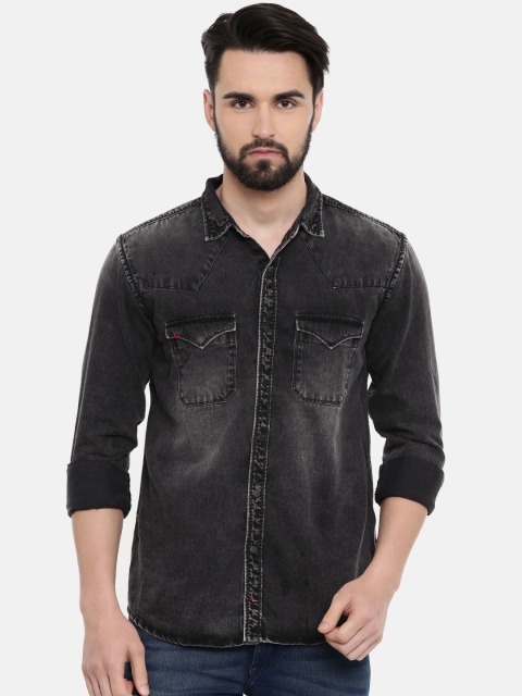 

SPYKAR Men Grey Faded Denim Shirt