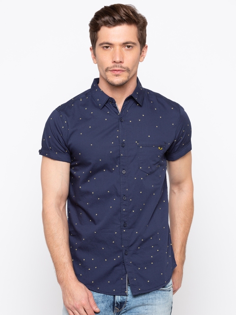 

SPYKAR Men Navy Blue Slim Fit Printed Casual Shirt