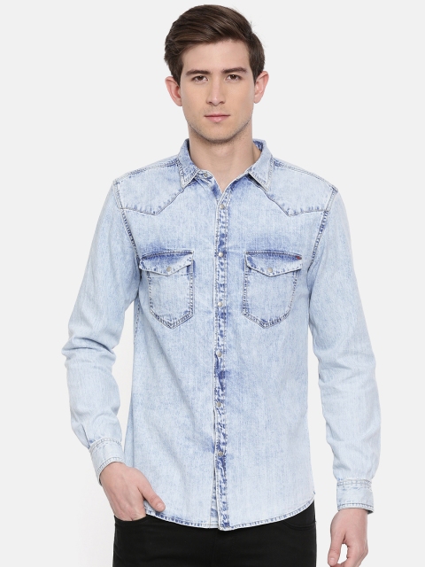 

SPYKAR Men Blue Regular Fit Solid Casual Shirt