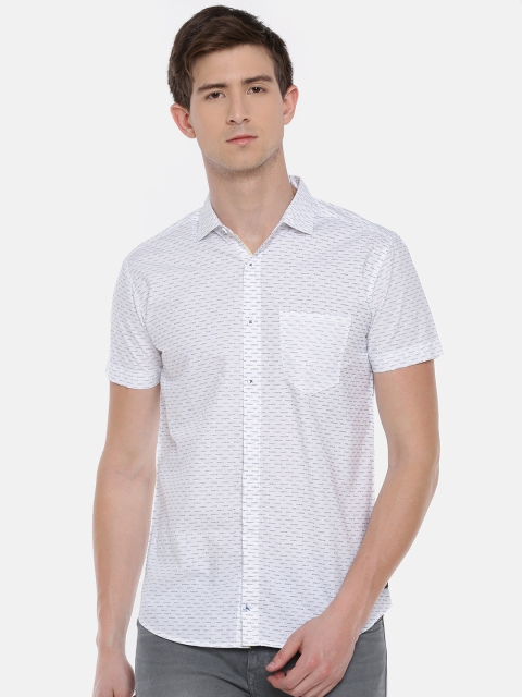 

SPYKAR Men White & Blue Slim Fit Printed Casual Shirt
