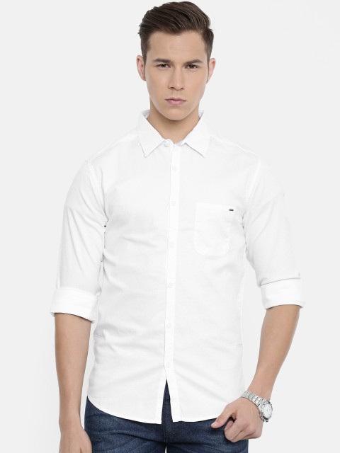 

SPYKAR Men White Slim Fit Solid Casual Shirt