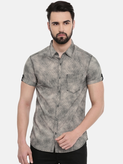 

SPYKAR Men Grey & Black Slim Fit Printed Casual Shirt