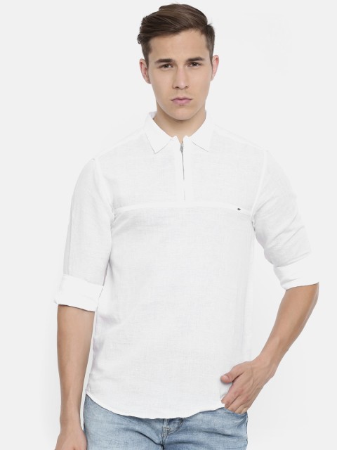 

SPYKAR Men White Regular Fit Solid Casual Shirt