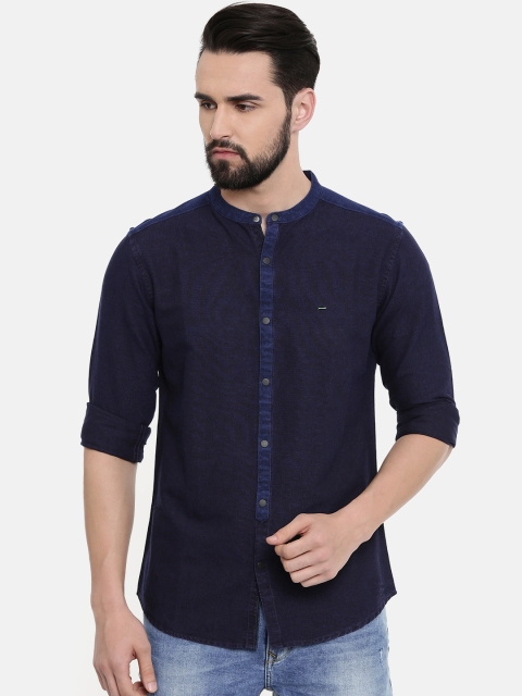 

SPYKAR Men Navy Blue Slim Fit Solid Casual Shirt