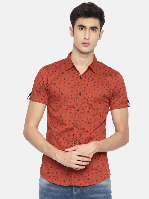 

SPYKAR Men Rust Slim Fit Printed Casual Shirt