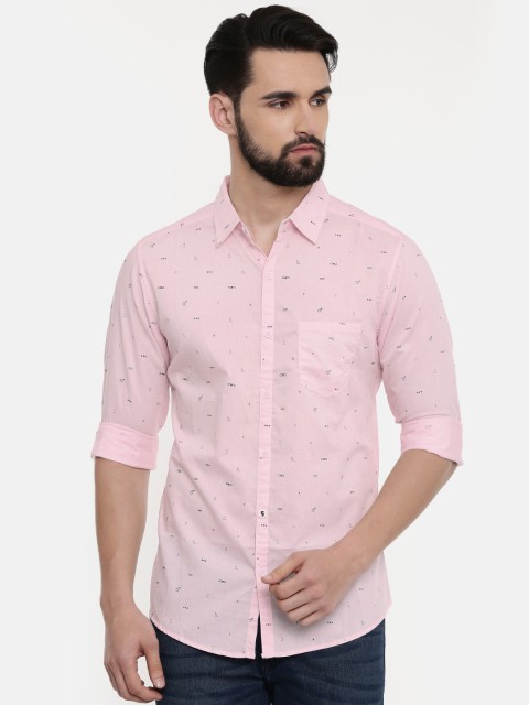 

SPYKAR Men Pink Slim Fit Printed Casual Shirt