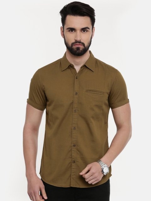 

SPYKAR Men Khaki Slim Fit Solid Casual Shirt