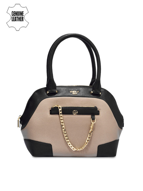 

Eske Beige & Black Colourblocked Leather Handheld Bag