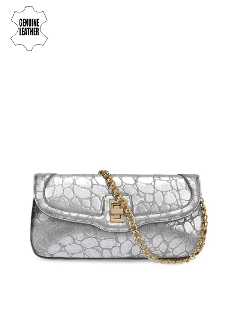 

Eske Silver-Toned Textured Leather Sling Bag
