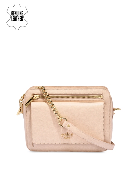 

Eske Nude-Coloured Solid Leather Sling Bag