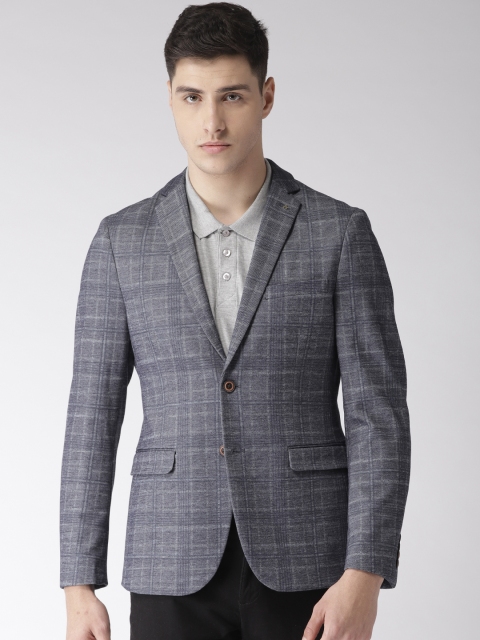 

Arrow Men Navy Blue Checked Single-Breasted Zero Calorie Fit Casual Blazer