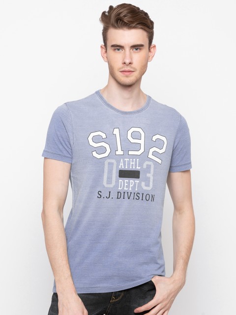 

SPYKAR Men Blue Dyed Slim Fit Round Neck T-shirt