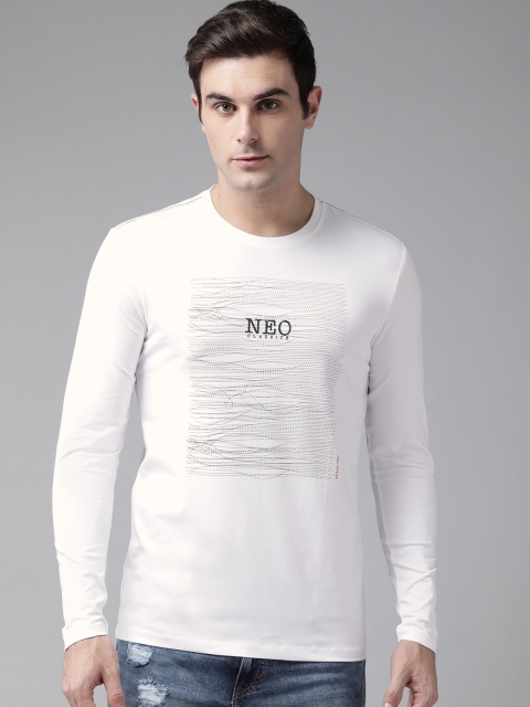 

SPYKAR Men White & Black Printed Round Neck T-shirt