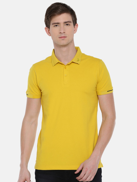 

SPYKAR Men Mustard Yellow Solid Polo Collar T-shirt
