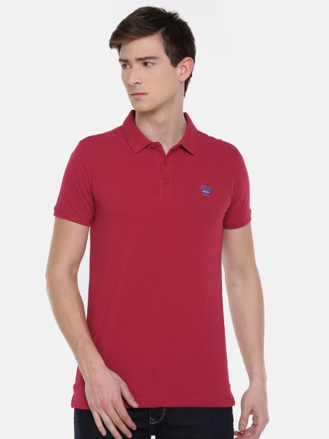

SPYKAR Men Red Slim Fit Solid Polo Collar Pure Cotton T-shirt