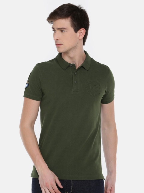 

SPYKAR Men Olive Green Solid Polo Collar T-shirt