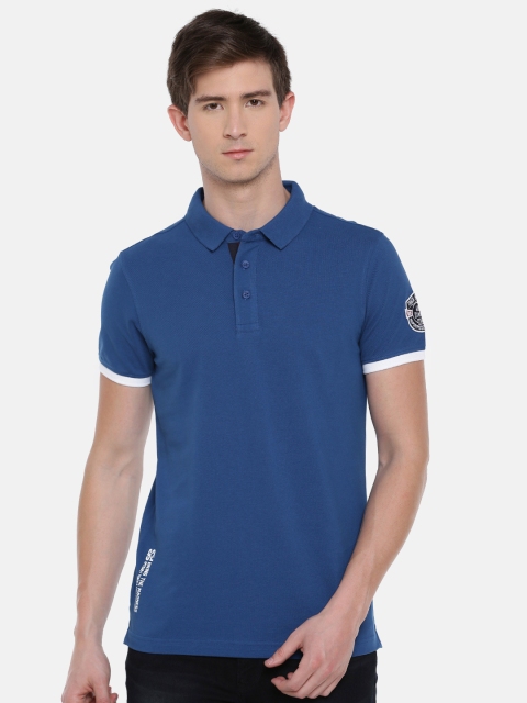 

SPYKAR Men Blue Solid Polo Collar T-shirt
