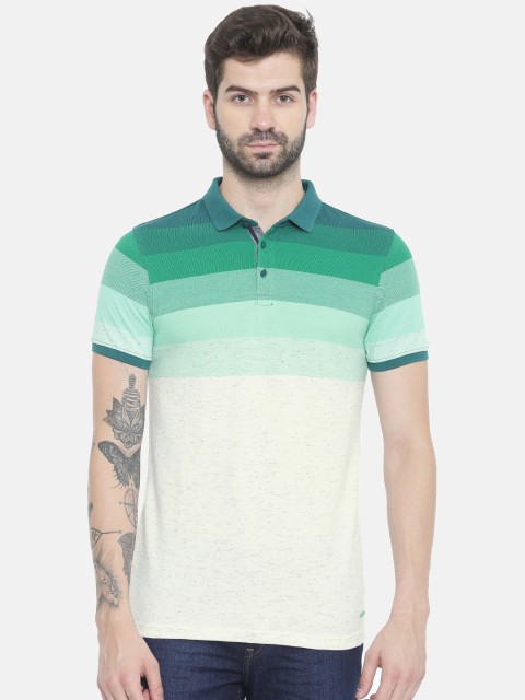 

SPYKAR Men Green Colourblocked Polo Collar T-shirt