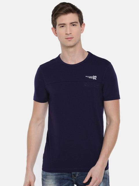 

SPYKAR Men Navy Blue Solid Round Neck T-shirt