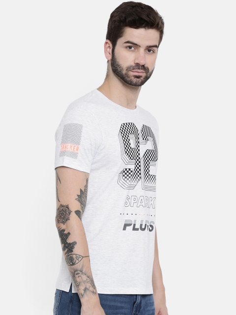 

SPYKAR Men Grey Melange Printed Round Neck T-shirt