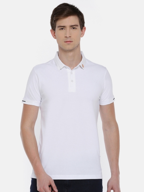 

SPYKAR Men White Slim Fit Solid Polo Collar T-shirt