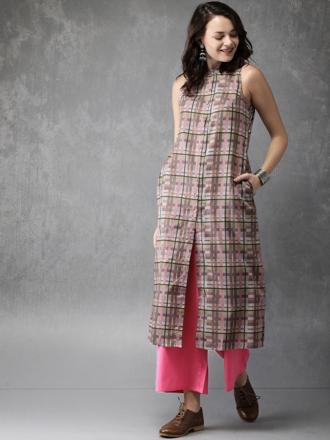 

Anouk Women Multicoloured & Pink Printed Kurta with Trousers, Multi