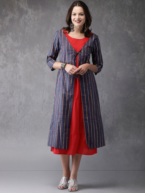 

Anouk Women Blue & Red Printed A-Line Kurta