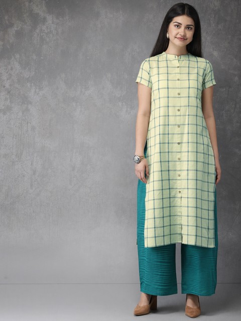 

Anouk Women Yellow & Green Printed Kurta with Palazzos