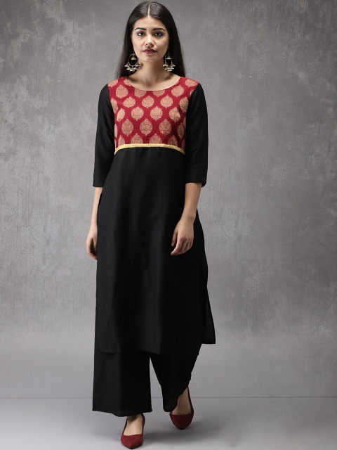 

Anouk Women Black & Red Embroidered Kurta with Palazzos