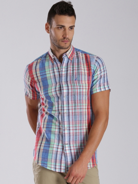 

Nautica Men Multicoloured Regular Fit Checked Casual Shirt, Multi