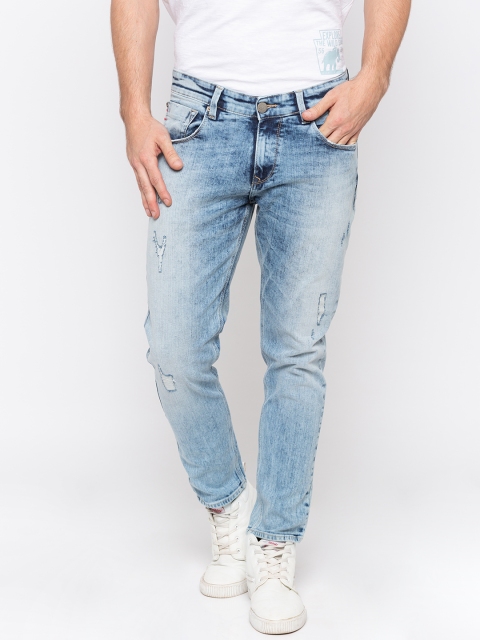 

SPYKAR Men Blue Slim Fit Low-Rise Mildly Distressed Jeans