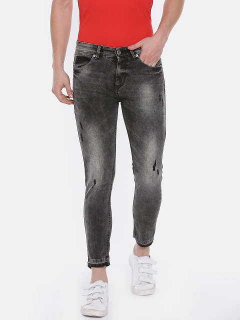 

SPYKAR Men Black Tapered Fit Low-Rise Low Distress Stretchable Cropped Jeans