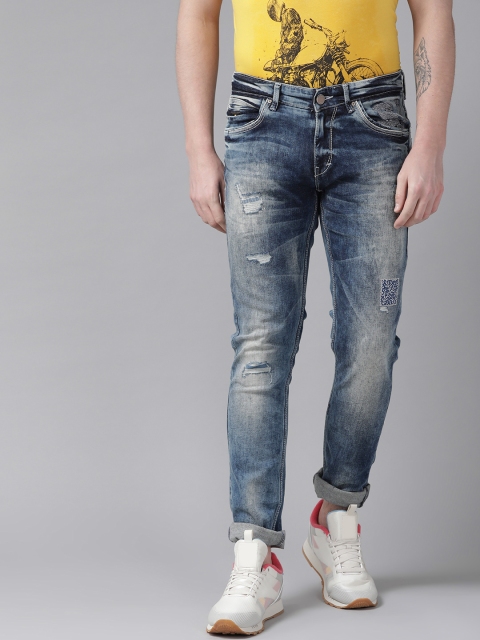 

SPYKAR Men Blue Skinny Fit Low-Rise Mildly Distressed Stretchable Jeans