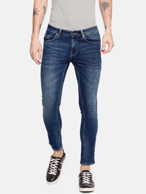 

SPYKAR Men Blue Super Skinny Fit Low-Rise Clean Look Stretchable Cropped Jeans