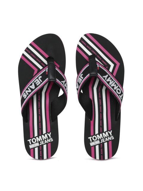 

Tommy Hilfiger Women Black & Pink Printed Thong Flip-Flops