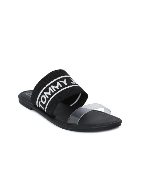 

Tommy Hilfiger Women Black Woven Design Open Toe Flats