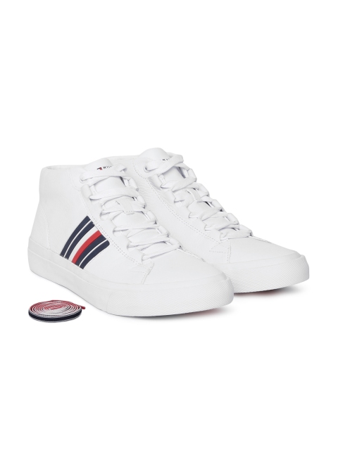 

Tommy Hilfiger Men White Solid Leather Mid-Top Sneakers