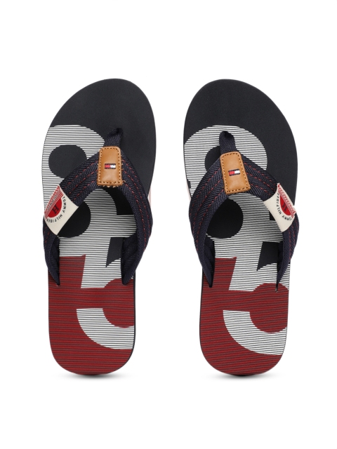 

Tommy Hilfiger Men Blue & Red Striped Thong Flip-Flops