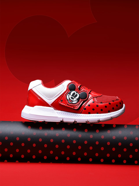 

Disney Boys Red & Black Mickey Embellished Polka DotPrinted Sneakers
