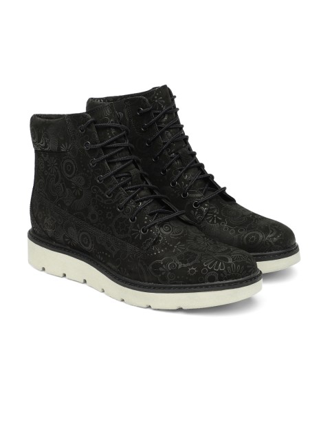 

Timberland Women Black KENNISTON 6IN Printed Leather Mid-Top Sneakers
