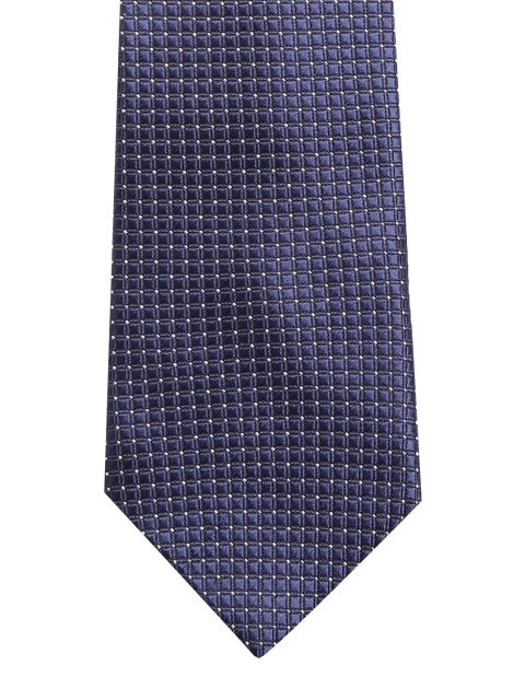 

Lino Perros Navy Self-Checked Broad Tie, Navy blue