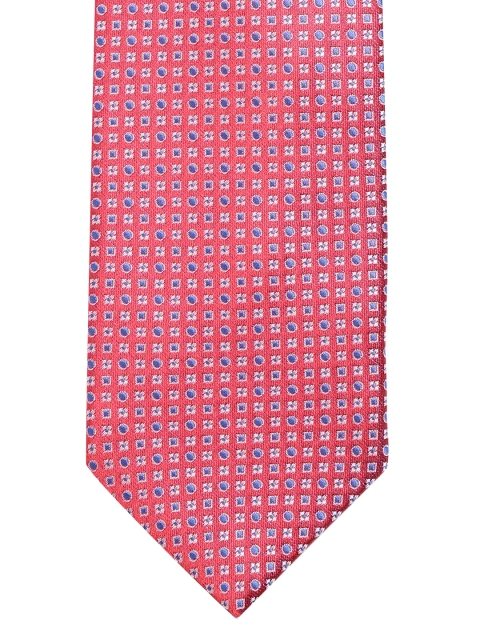 

Lino Perros Red & Navy Blue Woven Design Broad Tie